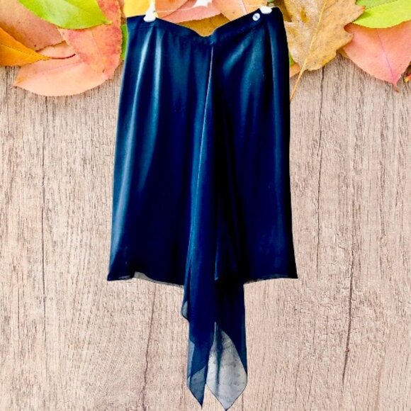 Classics by Anne Klein Vintage 80's Black SILK SHEER Sarong Wrap Skirt NEW - Picture 13 of 14